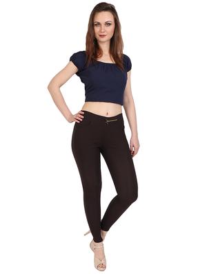 brown solid jeggings - 15012445 - Standard Image - 4