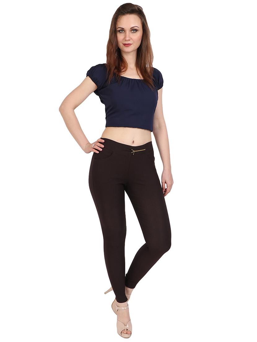 brown solid jeggings - 15012445 - Zoom Image - 4