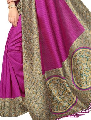 magenta silk blend mysore saree with blouse - 15012702 - Standard Image - 4
