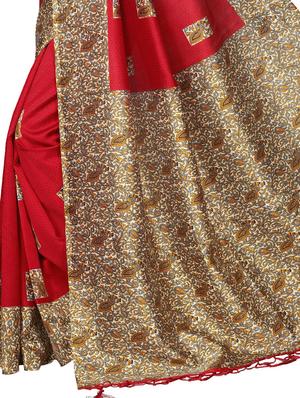 red silk blend mysore saree with blouse - 15012710 - Standard Image - 4