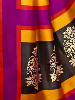 black tussar silk printed saree with blouse - 15012987 - Standard Image - 4