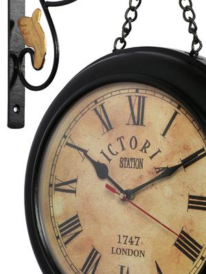 10 Inch Antique Style Metal Wall Clock Station Clock Double Side - 15013634 - Standard Image - 4