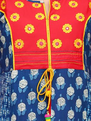 blue cotton highlow kurta - 15013698 - Standard Image - 4