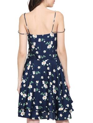 navy blue floral fit & flare dress - 15015522 - Standard Image - 4