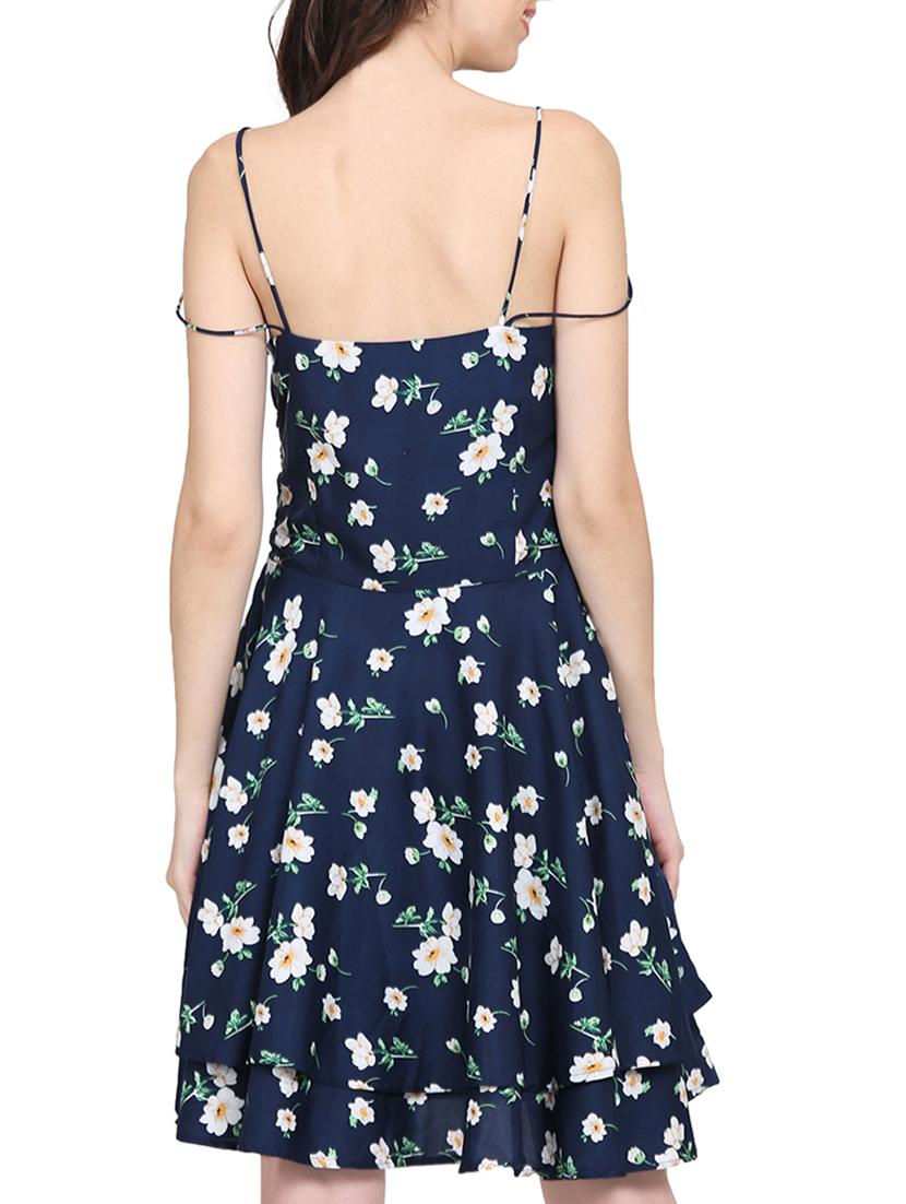 navy blue floral fit & flare dress - 15015522 - Zoom Image - 4