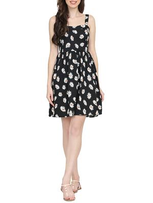 black floral fit & flare dress - 15015523 - Standard Image - 4