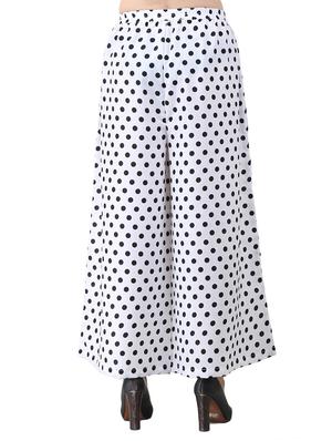 white printed crepe flared palazzo - 15015585 - Standard Image - 4
