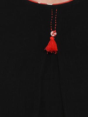 black cotton a-line solid kurta - 15015952 - Standard Image - 4