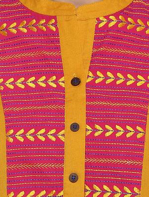 mustard cotton aline kurta - 15015956 - Standard Image - 4