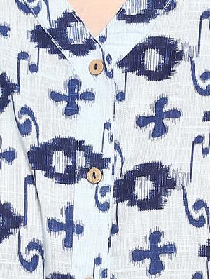 blue cotton flared kurta - 15015957 - Standard Image - 4