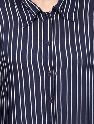 Stripes high-low kurta - 15016039 - Standard Image - 4