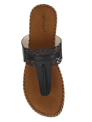 black faux leather slippers - 15016417 - Standard Image - 4