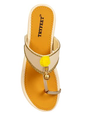beige one toe kolhapuri - 15016428 - Standard Image - 4