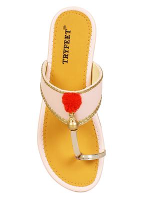 pink one toe kolhapuri - 15016430 - Standard Image - 4