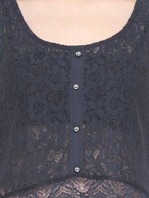 navy blue crepe crop top - 15016610 - Standard Image - 4