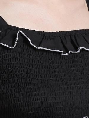 black cotton a-line dress - 15019190 - Standard Image - 4