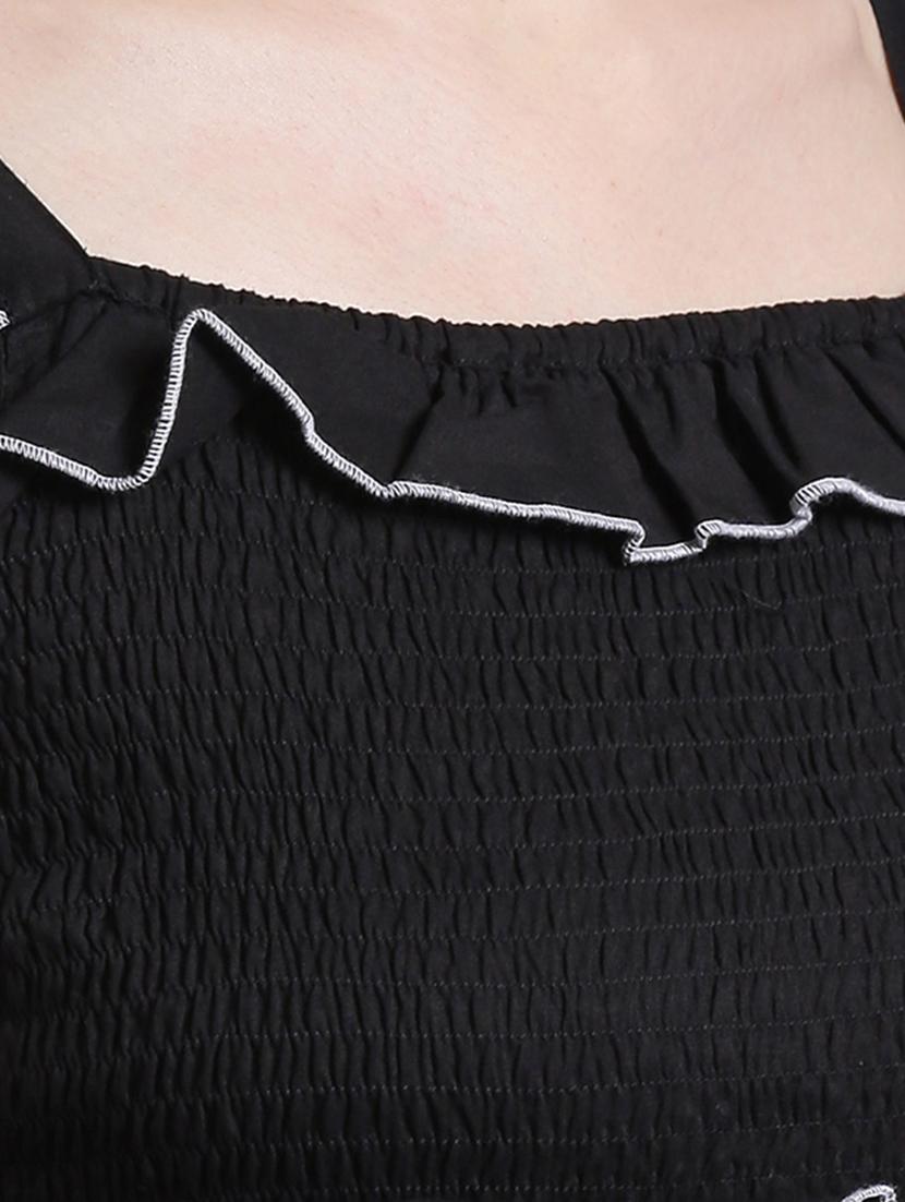 black cotton a-line dress - 15019190 - Zoom Image - 4