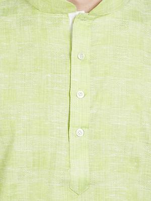green cotton long kurta - 15019267 - Standard Image - 4