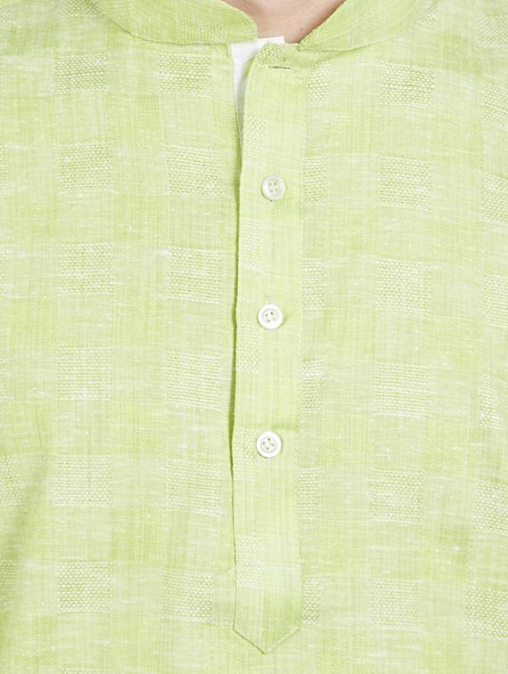 green cotton long kurta - 15019267 - Zoom Image - 4