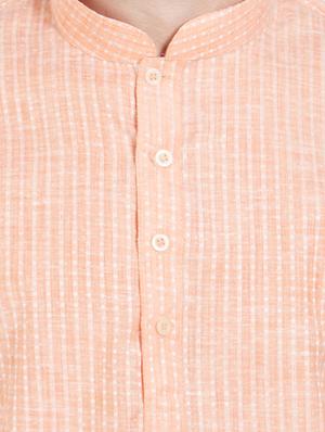 peach cotton long kurta - 15019275 - Standard Image - 4