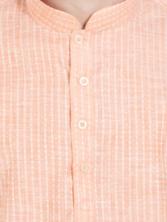 peach cotton long kurta - 15019275 - Zoom Image - 4