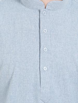 blue cotton long kurta - 15019279 - Standard Image - 4