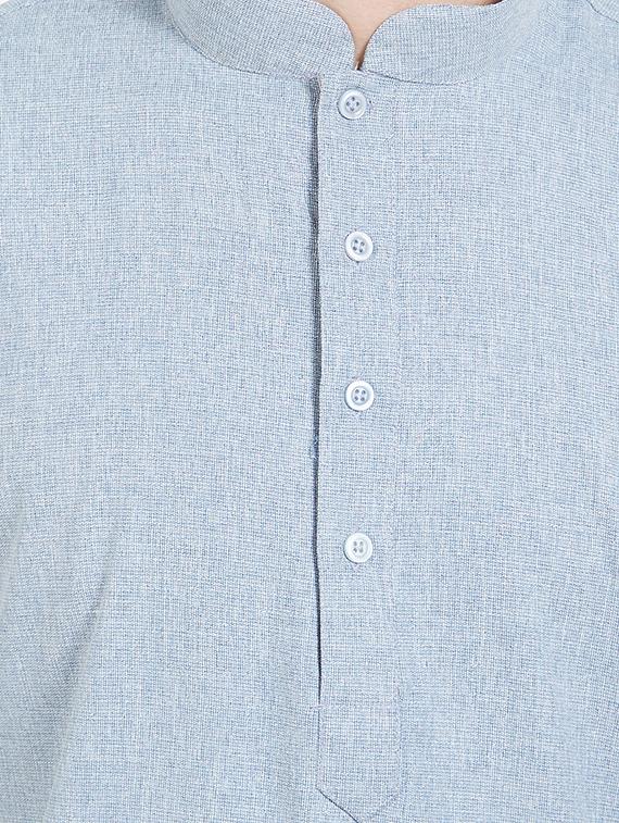 blue cotton long kurta - 15019279 - Zoom Image - 4