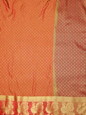 orange art silk woven saree with blouse - 15019307 - Standard Image - 4