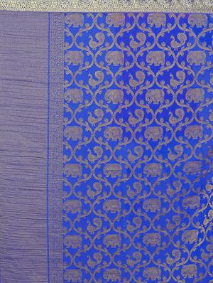 blue chiffon woven saree with blouse - 15019312 - Standard Image - 4