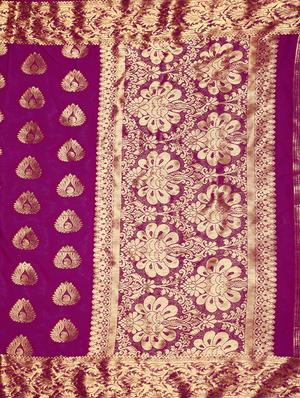 purple chiffon woven saree with blouse - 15019321 - Standard Image - 4