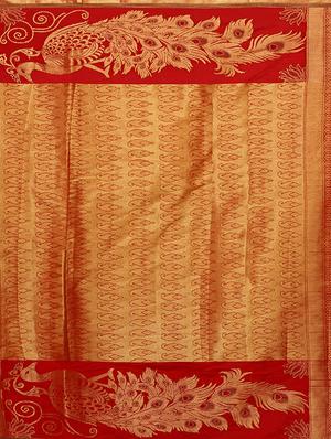 red art silk woven saree with blouse - 15019323 - Standard Image - 4