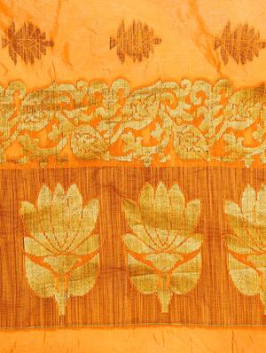 mustard art silk woven saree with blouse - 15019336 - Standard Image - 4