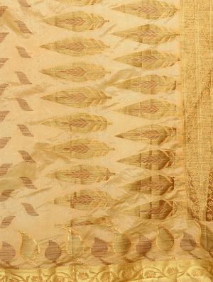 beige art silk woven saree with blouse - 15019339 - Standard Image - 4