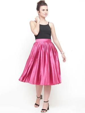 pink solid pleated skirt - 15019748 - Standard Image - 4