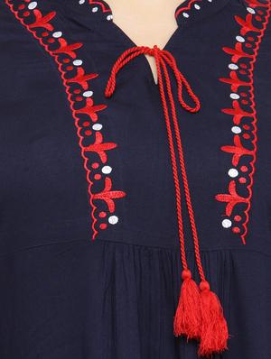 blue cotton aline kurta - 15019763 - Standard Image - 4