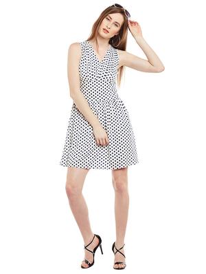 white polka doted fit & flare dress - 15020101 - Standard Image - 4