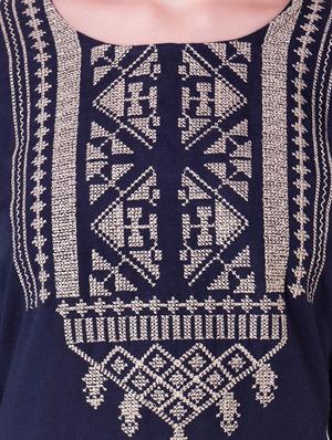 blue rayon straight kurta - 15020212 - Standard Image - 4