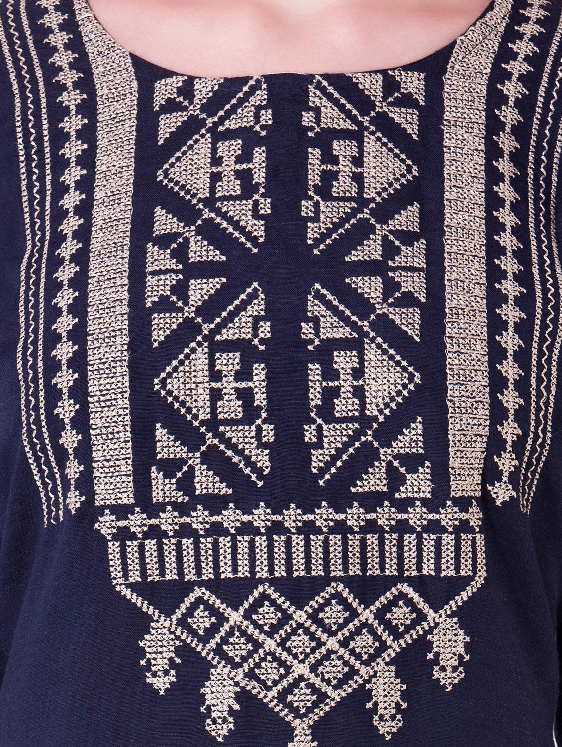 blue rayon straight kurta - 15020212 - Zoom Image - 4