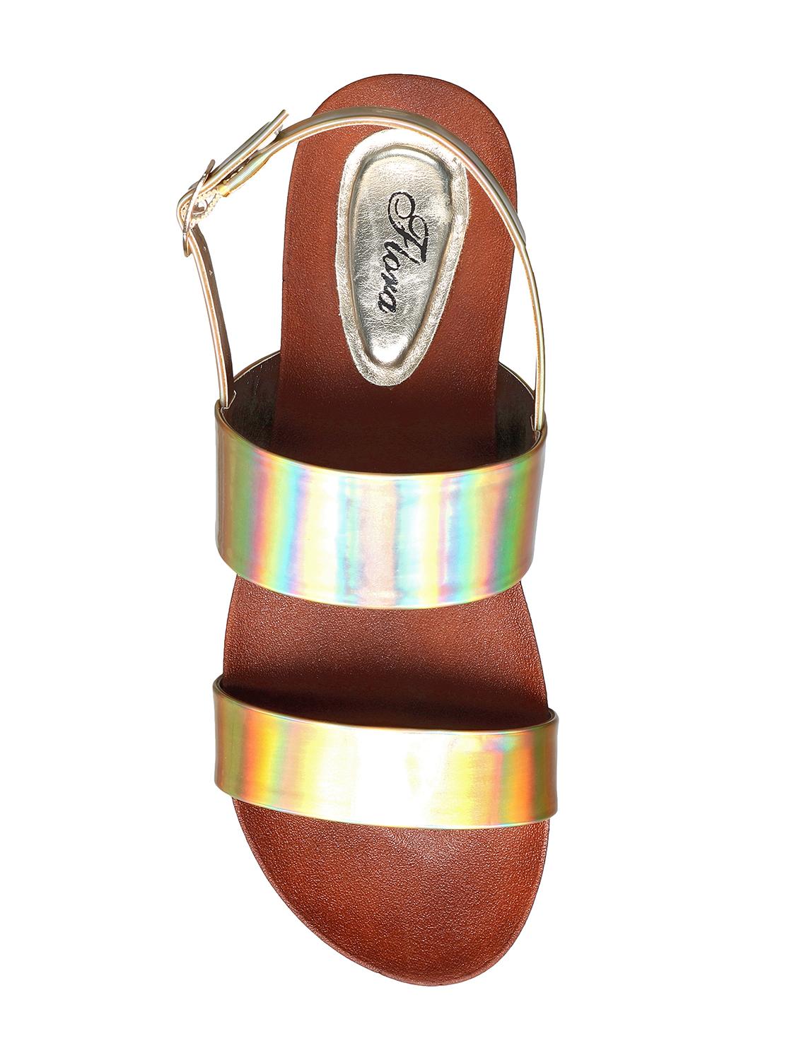gold pu back strap sandals - 15020534 - Zoom Image - 4