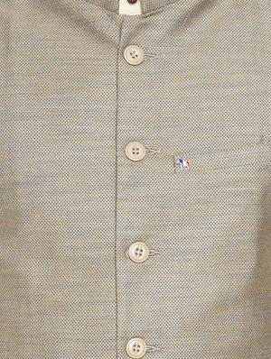 yellow cotton kurta pyjama set with waistcoat - 15020930 - Standard Image - 4