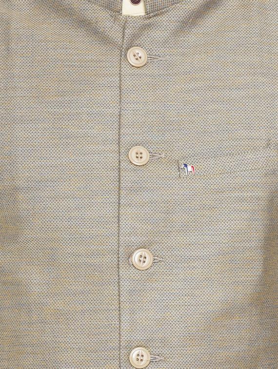yellow cotton kurta pyjama set with waistcoat - 15020930 - Zoom Image - 4