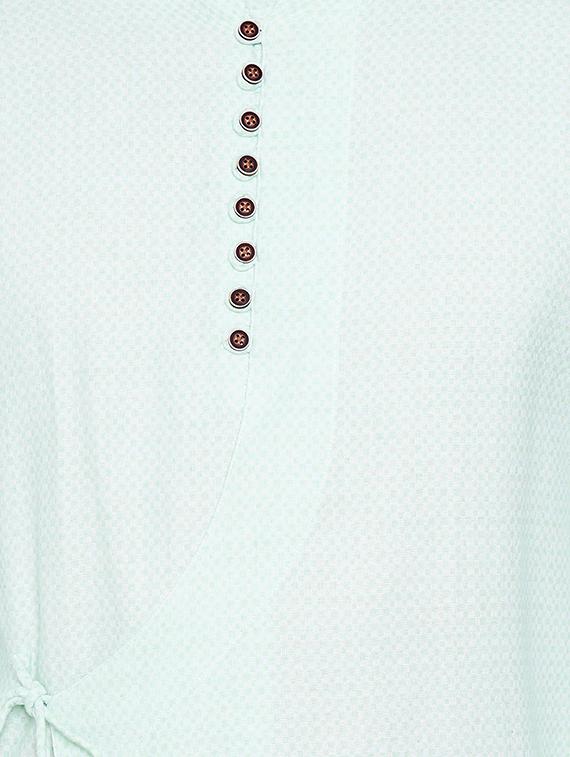 aqua blue cotton kurta pyjama set - 15020935 - Zoom Image - 4