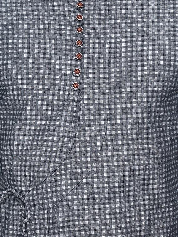 grey cotton kurta pyjama set - 15020940 - Zoom Image - 4
