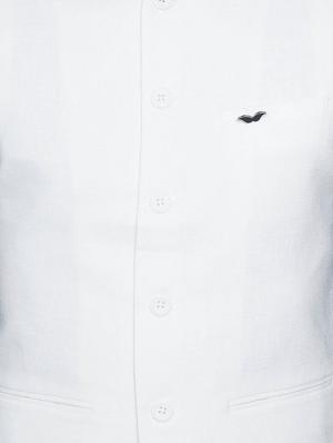 white cotton nehru jacket - 15020953 - Standard Image - 4