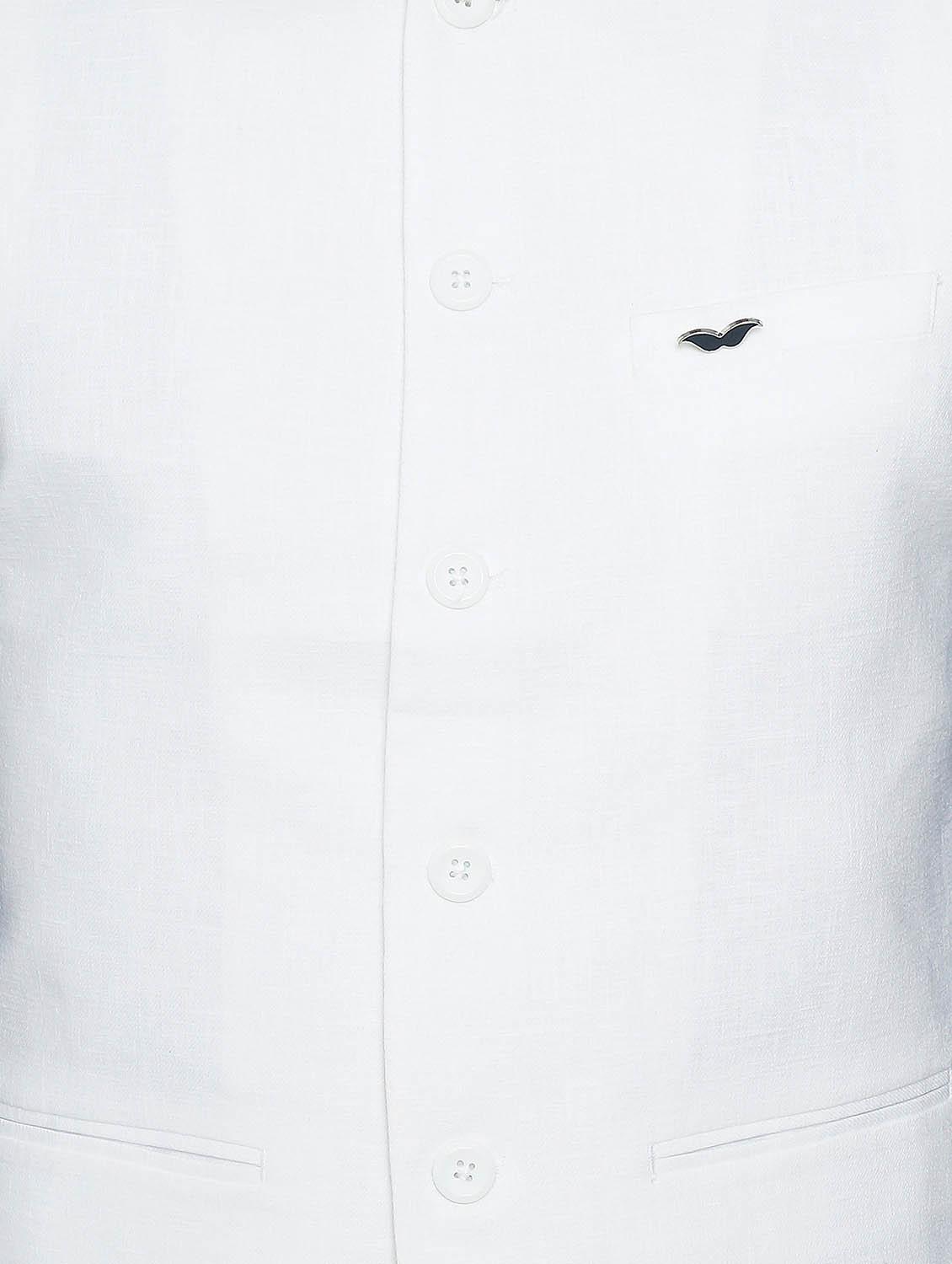 white cotton nehru jacket - 15020953 - Zoom Image - 4