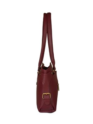 maroon leatherette regular handbag - 15021106 - Standard Image - 4