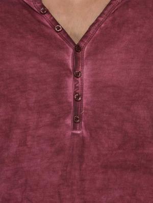 maroon cotton washed tshirt - 15021287 - Standard Image - 4