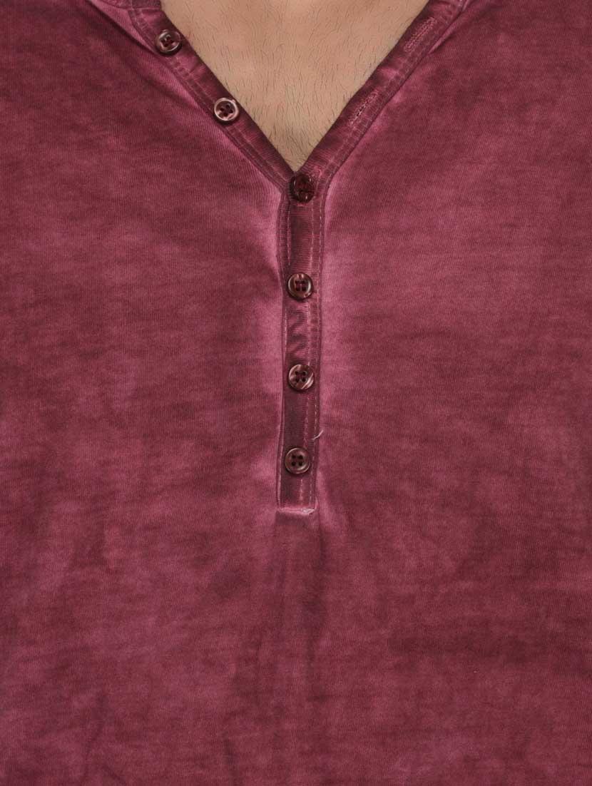 maroon cotton washed tshirt - 15021287 - Zoom Image - 4