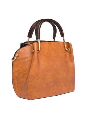 brown leatherette regular handbag - 15021677 - Standard Image - 4