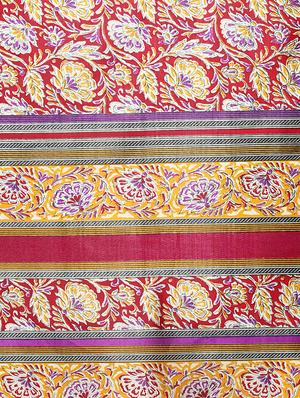 turquoise raw silk printed saree with blouse - 15022697 - Standard Image - 4